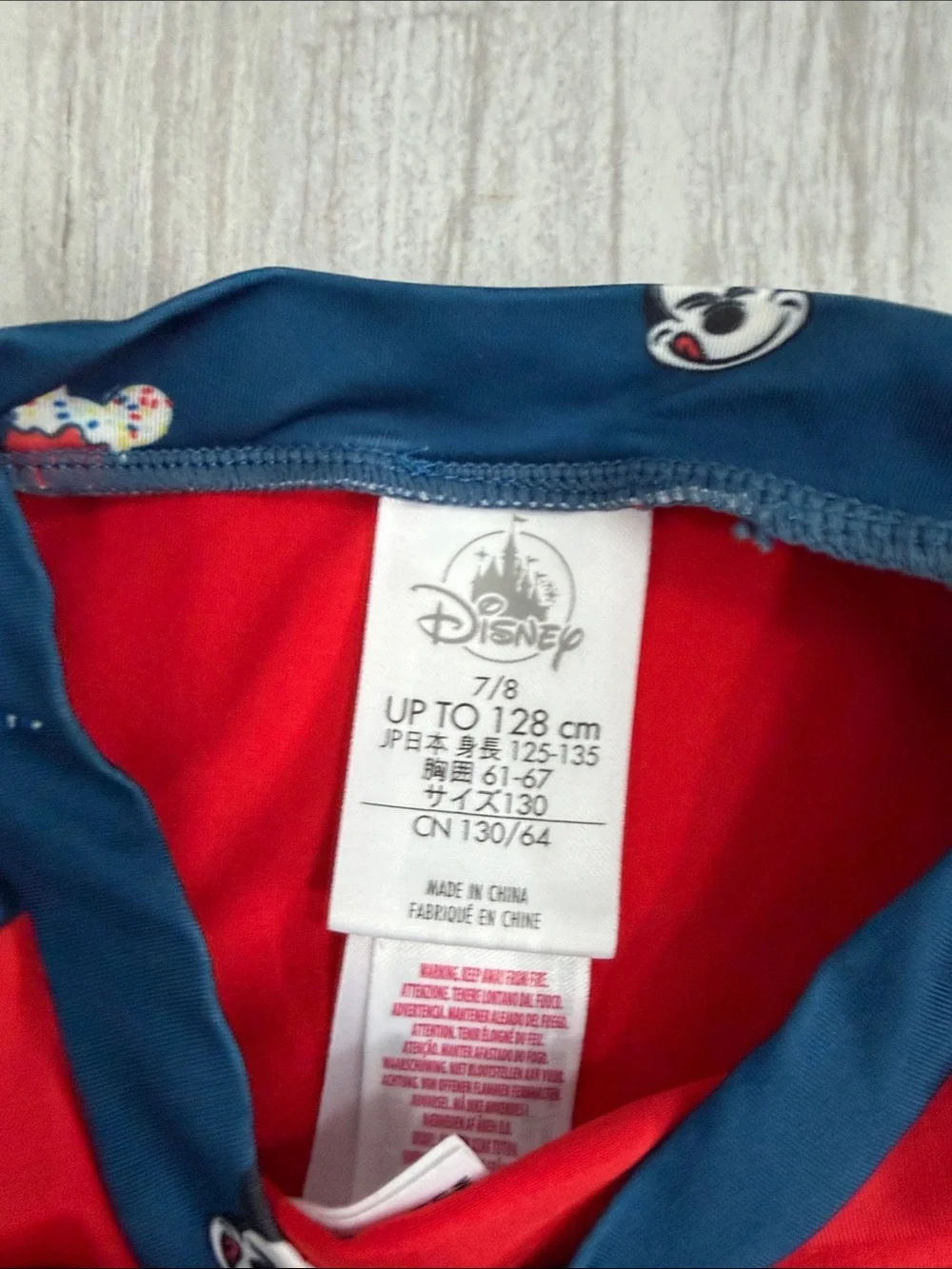 3 Bright Red & Navy Kids Swim Tops rash guards medium 7/8 Mickey Mouse, Nautica